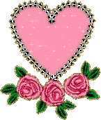 un coeur avec trois roses vers le bas